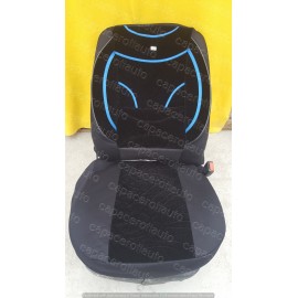 Huse scaune auto din material plusat negre cu dunga albastra