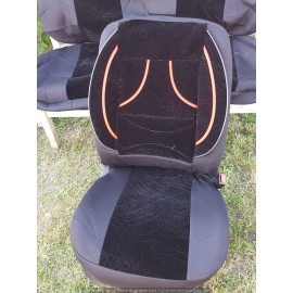 Huse scaune auto din material plusat negru si insertii portocalii